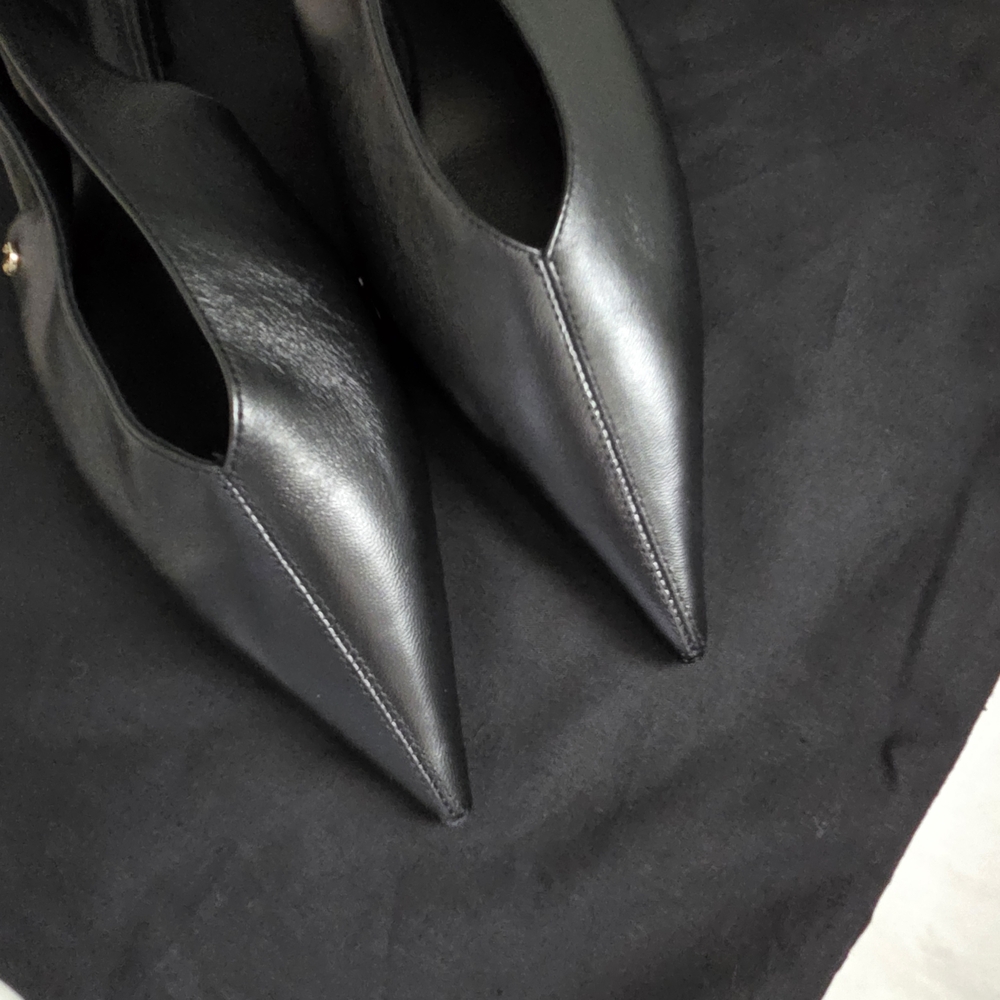 Anine Bing Hilda Slingback Black Leather Flats - Picture 5 of 12